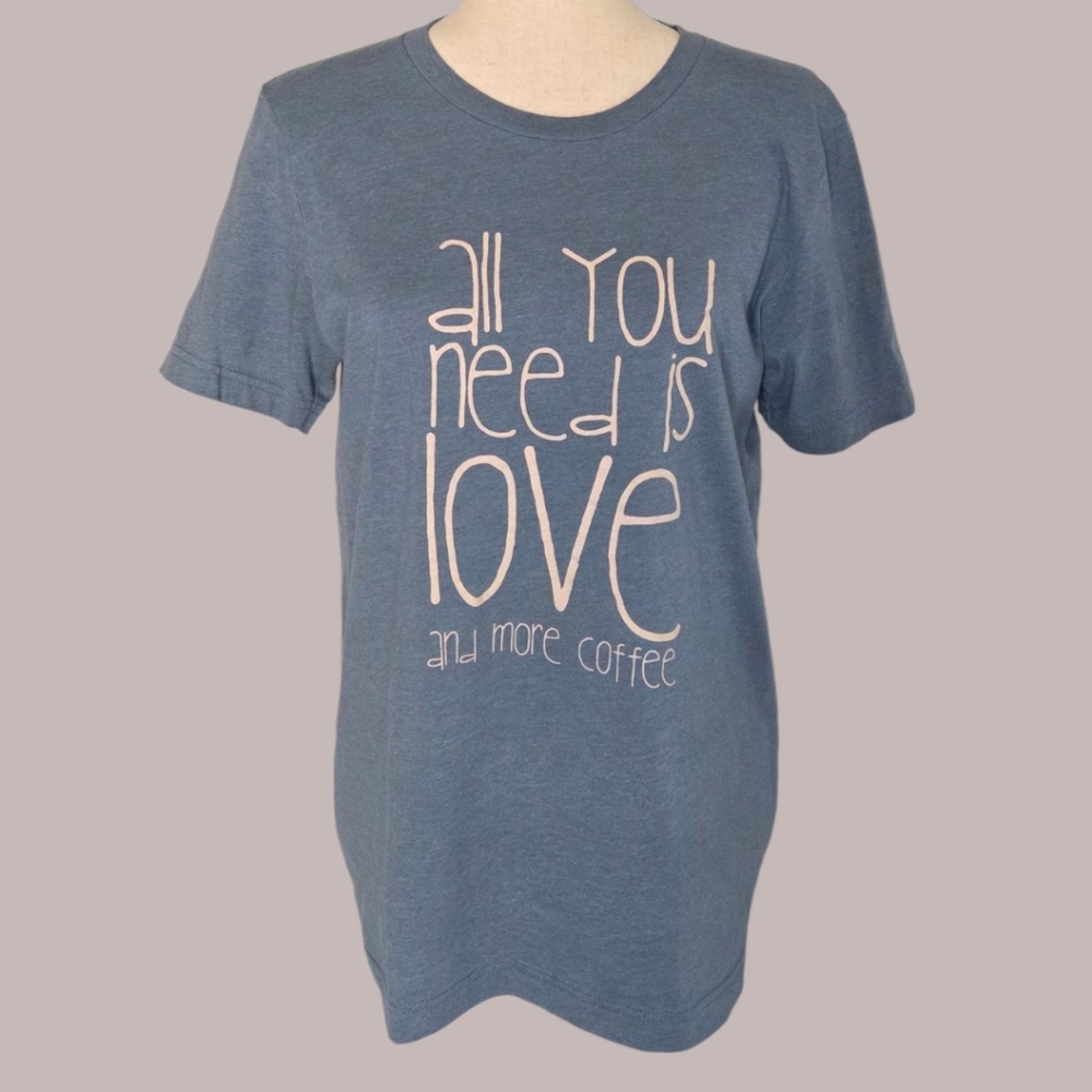 Bella Canvas Blue Graphic Tee Medium | Coffee Lover Shirt